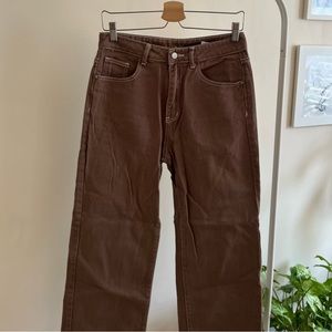 Brown Pants with White Stitching